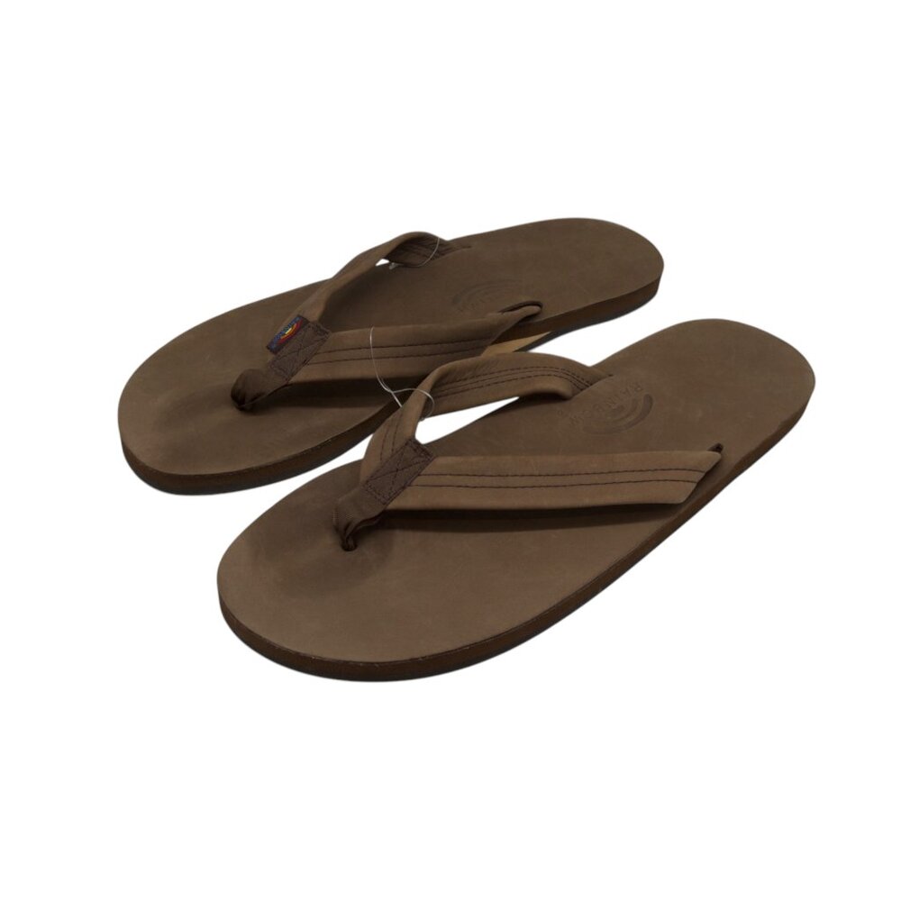 Rainbow Mens Espresso Single Layer Premier Leather with Arch Support 1" Strap